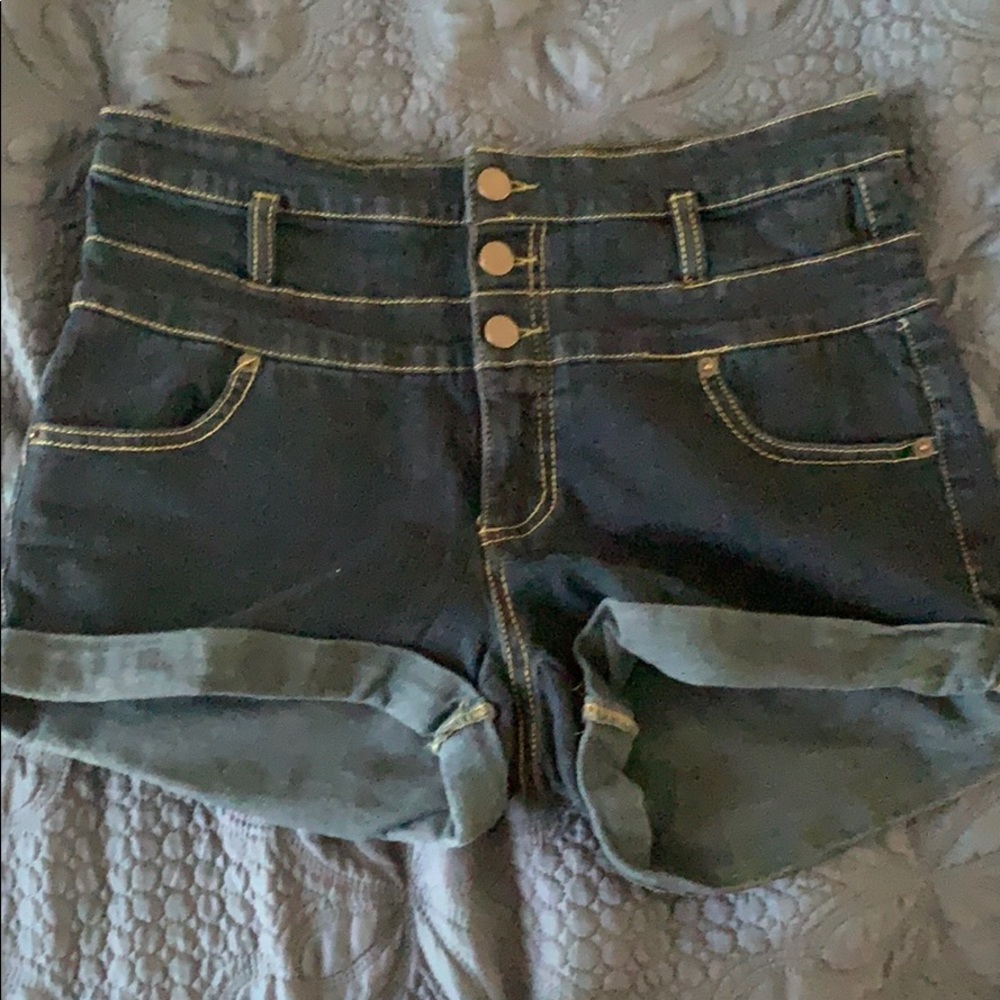 dark blue jean shorts